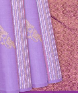 Lavender Handloom Kanchipuram Silk Saree With Buttas & Stripes

