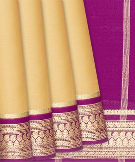 Sandal Mysore Crepe Silk Saree With Pink Border
