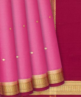 Pink Mysore Crepe Silk Saree With Coin motifs

