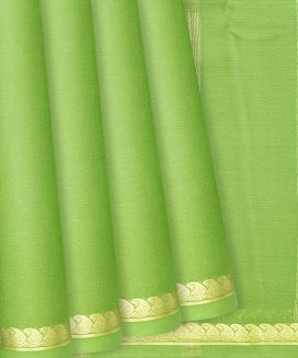 Light Green Mysore Plain Crepe Silk Saree With Selvage Border
