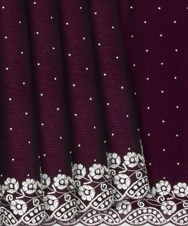 Burgundy Woven Viscose Saree With Embroidered Sequin Motifs
