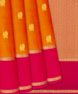 Orange Kanchipuram Silk Saree With Annam Butta
