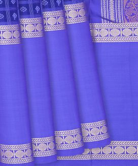 Purple Handloom Kanchipuram Silk Saree With Checks
