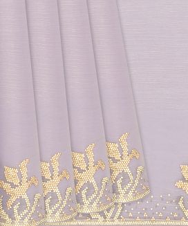 Lavender Blended Tissue Saree With Embroidered Motifs
