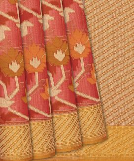 Prach Handwoven Banarasi Kora Silk Saree With Geometric Floral Motifs
