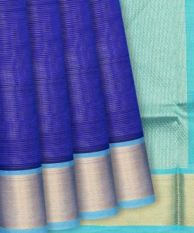Violet Handloom Silk Cotton Saree With zari Stripes
