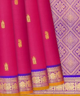 Red Handloom Kanchipuram Silk Saree With Buttas
