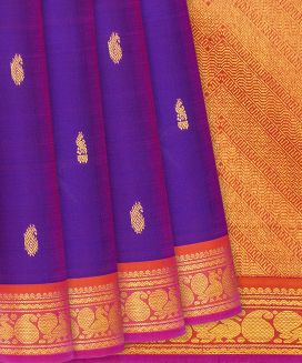Purple Handloom Kanchipuram Silk Saree With Buttas
