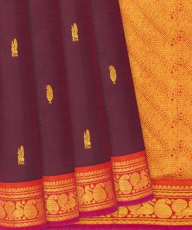 Maroon Handloom Kanchipuram Silk Saree With Buttas
