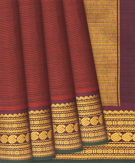 Maroon Handloom Kanchipuram Silk Saree With Zari Stripes
