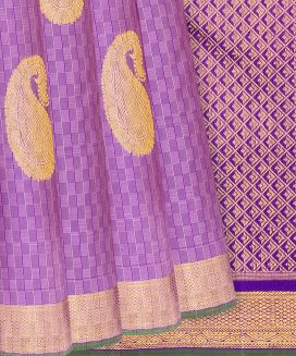 Lavender Handloom Kanchipuram Payadi Silk Saree With Buttas
