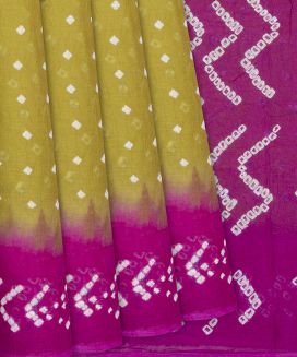 Mustard Jaipur Cotton Saree With Printed Diamond Motifs
