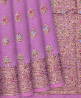 Lavender Woven Blended Dupion Saree With Meena Motifs
