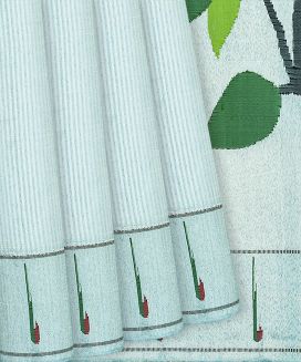 Turquoise Handloom Paithani Silk Saree With Stripes
