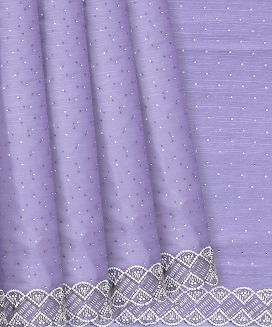 Lavender Woven Blended Tissue Saree With Mirror Work