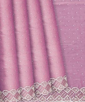 Dusty Pink Woven Blended Tissue Saree With Mirror Work