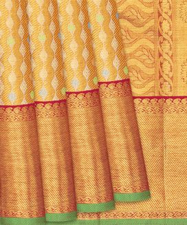 Gold Handloom Kanchipuram Tissue Silk Saree With Meena Kamalam Motifs
