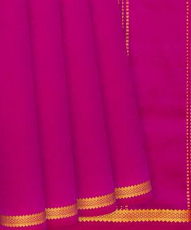 Hot Pink Handloom 9 Yards Silk Saree With Zari Border
