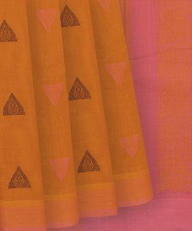 Turmeric Yellow Handloom Rasipuram Cotton Saree With Butta 