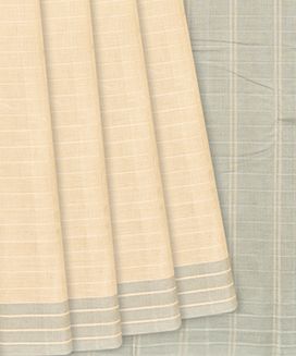 Cream Handloom Rasipuram Cotton Saree With Stripes
