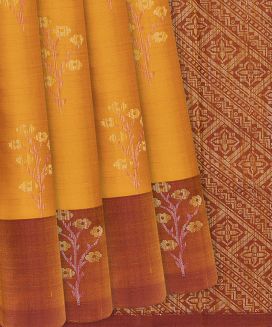 Yellow Woven Soft Silk Saree With Floral Buttas
