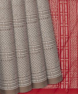 Taupe Handloom Soft Silk Saree With Diamond Motifs
