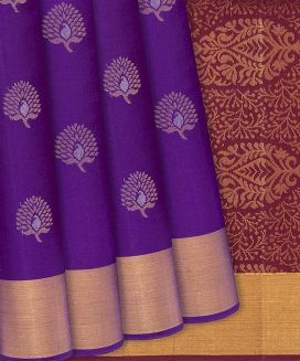 Purple Handwoven Soft Silk Saree With Mango Motifs
