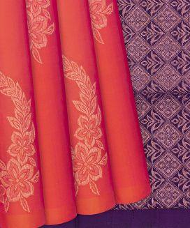 Red Handloom Soft Silk Saree With Floral Motif Buttas
