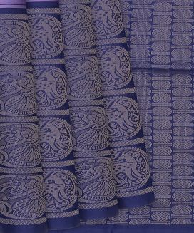 Lavender Handloom Soft Silk Saree With Stripes
