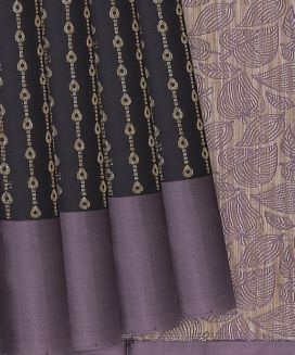 Black Handloom Soft Silk Saree With Zari Stripes
