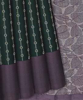 Bottle Green Handloom Soft Silk Saree With Stripes
