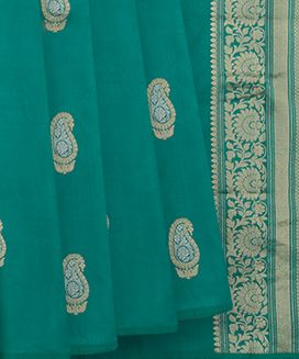 Green Banarasi Silk Saree With Mango Motifs
