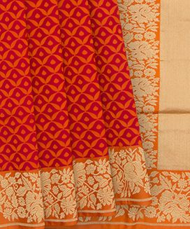 Orange Handwoven Benares Silk Saree