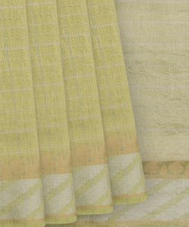Pista Green Handwoven Benarasi Linen Silk saree 