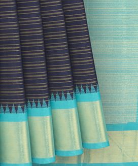 Midnight Blue Handwoven Kanchipuram Silk Saree