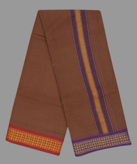 Brown 9 x 5  Cotton Dhoti with Contrast Border
