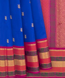 Blue Handwoven Kanchipuram Korvai Silk Saree