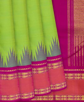 Light Green Handloom Kanchipuram Korvai Silk Saree 