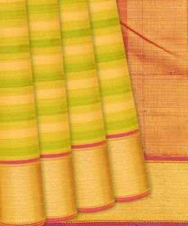Multi Color Handloom Kanchipuram Silk Saree With Stripes
