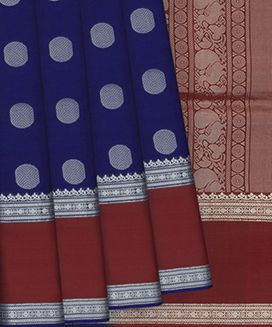 Navy Blue Handloom Soft Silk Saree With Chakaram Butta