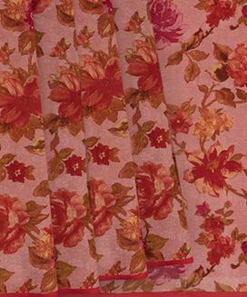 Pink Printed Silk Saree With Floral Motifs
