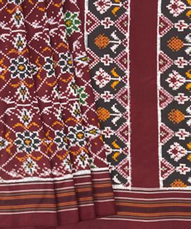 Maroon Handwoven Double Ikat Silk Sari