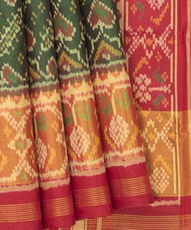 Green Handwoven Ikat Patola Silk Sari