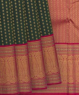 Green Handwoven Kanchipuram Korvai Silk Saree With Rudraksham Motifs 