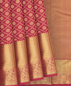 Maroon Handwoven Kanchipuram Silk Saree With Rudraksham Motifs 