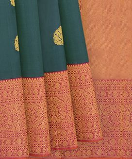Green Handwoven Kanchipuram Korvai Silk Saree