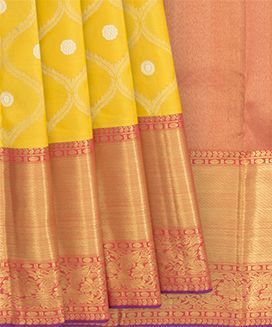 Yellow Handwoven Kanchipuram Korvai Silk Saree