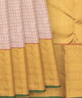 Baby Pink Handwoven Kanchipuram Korvai Silk Saree