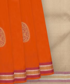 Orange Handwoven Kanchipuram Silk Saree
