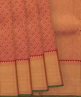 Red Handwoven Kanchipuram Silk Saree With Annam Motifs